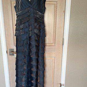 Adrianna Papell Shutter Pleated Maxi Dress Steel Blue - Size 12